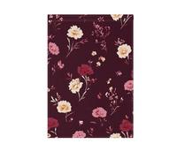 ZRWLUCKY Drapeau de jardin vintage à fleurs bordeaux 71,1 x 101,6 cm double face pour extérieur, cour, maison, pelouse, porche, vacances, grands drapeaux de décoration saisonnière
