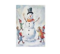 ZRWLUCKY Frosty The Snowman Is Coming To Life and Playing with The Children Welcome Drapeau de jardin 71 x 101,6 cm Double face pour extérieur, cour, maison, pelouse, porche, vacances, grands drapeaux