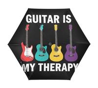 ZRWLUCKY Guitar Is My Therapy Parapluie de golf pliable à trois plis avec blocage automatique des UV