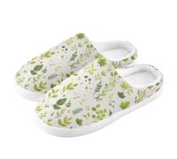 ZRWLUCKY Leaves Plants Green Pantoufle d'intérieur confortable avec mousse à mémoire de forme pour homme et femme, Feuilles de plantes vertes, 11/12 UK Men/ 12/13.5 UK Women Wide