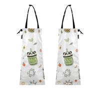 ZRWLUCKY Lot de 2 sacs à ordures à suspendre lavables pour litière, poubelle à litière, poubelle mignons, animaux à thé à bulles, Mignon animal Bubble Tea, 8.7 x 19.3 - 2 Pack, Moderne