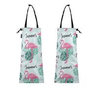 ZRWLUCKY Lot de 2 sacs à ordures à suspendre lavables pour litière, poubelle flamant rose, palmier tropical, Palmier flamant rose tro, 8.7 x 19.3 - 2 Pack, Moderne