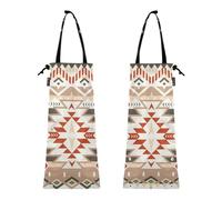 ZRWLUCKY Lot de 2 sacs poubelle à suspendre avec fermeture élastique pour voiture, litière, tribal, rouge, marron, bohème, Tribal rouge marron bohème, 8.7 x 19.3 - 2 Pack, Moderne