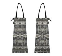 ZRWLUCKY Lot de 2 sacs poubelle de voiture pliables à suspendre pour voiture, ouverture élastique, poubelle pour litière de voiture, tribal gris, marron, bohème, Tribal Gris Marron Boho Bohème, 8.7 x