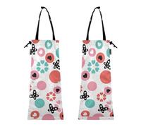 ZRWLUCKY Lot de 2 sacs poubelle pliants de voyage avec ouverture élastique, sacs à ordures pour voiture, fleurs et papillons colorés, Papillon fleurs colorées, 8.7 x 19.3 - 2 Pack, Moderne