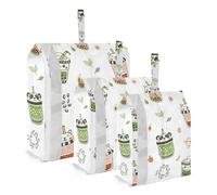 ZRWLUCKY Lot de 3 sacs de rangement réutilisables en forme d'animal de thé aux perles mignons pour voyage, Animal mignon Bubble Tea, Taille unique, Moderne
