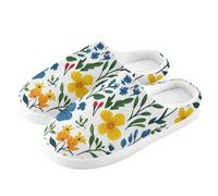 ZRWLUCKY Orchid Narcisse Chaussures d'intérieur blanches pour homme et femme avec mousse à mémoire de forme - Pantoufles douces et pelucheuses pour l'hiver - Pour la maison et l'extérieur