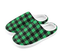 ZRWLUCKY Pantoufle d'intérieur pour homme et femme avec mousse à mémoire de forme - Motif écossais vert et noir, Motif écossais vert et noir, 13/14 UK Men/ 14/15.5 UK Women Wide