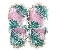 ZRWLUCKY Pantoufles en microfibre lavables pour nettoyage du sol Vert feuille de palmier