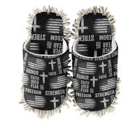 ZRWLUCKY Pantoufles lavables en microfibre avec motif grunge avec drapeaux croisés pour nettoyage du sol, cuisine, nettoyage de la poussière