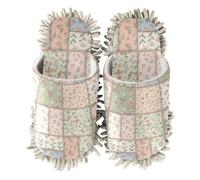 ZRWLUCKY Pantoufles lavables en microfibre pour nettoyage de sol Motif floral Patchwork