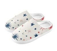 ZRWLUCKY Red and Blue Small Planet America Pantoufle confortable pour homme et femme avec mousse à mémoire de forme, Petite planète Amérique rouge et bleue, 13/14 UK Men/ 14/15.5 UK Women Wide