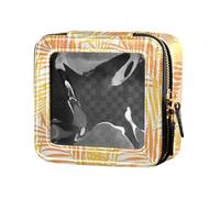 ZRWLUCKY Sac de maquillage transparent naturel contemporain coloré petit sac de toilette de voyage organisateur de vol portable, collage coloré contemporain naturel, Collage coloré contemporain