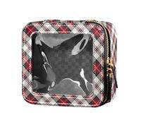 ZRWLUCKY Sac de voyage écossais écossais avec motif écossais et buffle de Noël, sac de voyage pour articles de toilette à fermeture éclair pour voyage, Noël Buffalo Plaid Tartan Ecosse, Christmas
