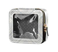 ZRWLUCKY Sac organisateur de maquillage en cuir à carreaux à carreaux bleu transparent pour cosmétiques de voyage, Ecosse Buffalo Plaid Tartan Check Pattern Bleu, Écosse Buffalo Plaid Tartan Check