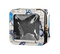 ZRWLUCKY Safari Papillons Note de Texte Bleu Mignon Cas Maquillage Sac Transparent Trousse Cosmétique Sacs Organisateur pour Voyage, Note de texte Papillons Safari Bleu, Note de texte Papillons Safari