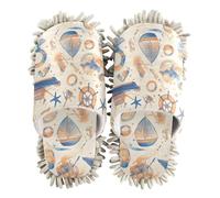 ZRWLUCKY Sea Ship Chaussons lavables en microfibre pour nettoyage du sol Beige