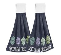 ZRWLUCKY Succulents Obsession Lot de 2 essuie-mains doux et absorbants pour salle de bain et cuisine