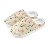ZRWLUCKY Summer Flowers Freesia Pantoufle beige avec mousse à mémoire de forme pour homme et femme, Fleurs d'été Freesia Beige, 38/40 EU Large