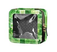 ZRWLUCKY Trousse de toilette en cuir vert à carreaux de trèfle de rêve - Trousse de toilette en cuir pour voyage, trèfle de rêve à carreaux vert, Dreamy Clover Check Vert