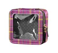 ZRWLUCKY Trousse de voyage Buffalo écossais à carreaux Violet transparent imperméable à l'eau de voyage avec fermeture éclair pour voler Buffalo Plaid Tartan Ecosse Violet, Buffalo Plaid Tartan Ecosse