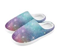 ZRWLUCKY Watercolor Starry Universe Pantoufle confortable pour homme et femme avec mousse à mémoire de forme, Aquarelle Univers étoilé, 3/4 UK Men/ 4/5 UK Women Wide