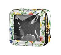 ZRWLUCKY Wild Rose Beauty Flowers Trousse de maquillage transparente pour voyage Motif fleurs, fleurs de beauté rose sauvage blanc