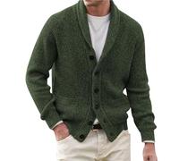 ZRYAZQ Cardigan Homme Laine Knitted Cardigan À Manches Longues Couleur Unie Mélangée À Col Châle Pull Homme Classiques Décontracté Gilet Boutonné En Tricot Sweater Avec Poches