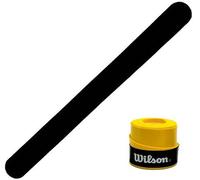ZRZ Wilson Pro Protecteur de raquette de padel transparent rugueux + surgrip Wilson Pro - Bande de protection pour raquette de padel multi-granulés silicone résistant (1 noir + over jaune)