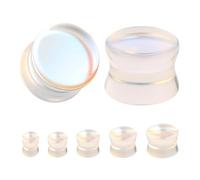 ZS 1 Paire d'Écarteurs d'Oreilles Verre Doubles Flare Ear Gauge Plugs Earrings Pour Femmes Hommes Colorful Ear Stretch Expanders 2G 0G 00G 1/2" 9/16" (AB Blanc,9/16"(14mm))