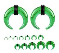 ZS 1 Paire Verre Septum Stretching Kit - forme C Pincher Tapers with O-Rings, 14G to 5/8" Anneaux Septum Buffalo Septum Rings Pour Nez Oreilles (Vert,2g(6mm))