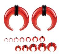 ZS 1 Paire Verre Septum Stretching Kit - forme C Pincher Tapers with O-Rings, 14G to 5/8" Anneaux Septum Buffalo Septum Rings Pour Nez Oreilles (Rouge,10g(2.5mm))