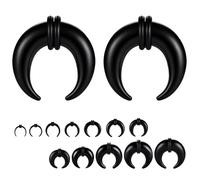 ZS 1 Paire Verre Septum Stretching Kit - forme C Pincher Tapers with O-Rings, 14G to 5/8" Anneaux Septum Buffalo Septum Rings Pour Nez Oreilles (Noir,0g(8mm))