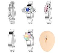 ZS 14G Acier Inoxydable Clicker Piercing Nombril pour Femmes, Anneau de Nombril, CZ Courbé Inversé Nombril Barbell Bijoux de Corps