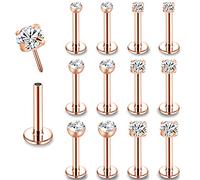 ZS 16G Pushin Piercing Labret Levre, Acier Chirurgical Piercing Cartilage Tragus Helix Oreille, Monroe Body Kit Piercing pour Femmes Hommes (Or Rose,L:12mm)