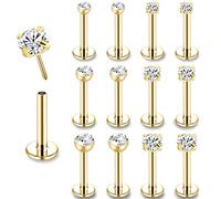 ZS 16G Pushin Piercing Labret Levre, Acier Chirurgical Piercing Cartilage Tragus Helix Oreille, Monroe Body Kit Piercing pour Femmes Hommes (Or,L:6mm)