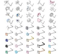ZS 3 pièces/lot 20G ensemble de clous de nez en acier inoxydable lune coeur papillon cristal nez Piercing vis L forme narine Piercing bijoux