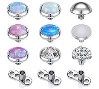 ZS 9Pcs Dermal Anchor Tops 3mm 4mm, Acier Chirurgical Filetage Interne Piercing Dermique Base, Micro Cutanés Bijoux pour Femmes Hommes (B:4mm)