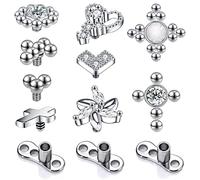 ZS 9Pcs Dermal Anchor Tops 3mm 4mm, Acier Chirurgical Filetage Interne Piercing Dermique Base, Micro Cutanés Bijoux pour Femmes Hommes (C:Mélanger les tailles)