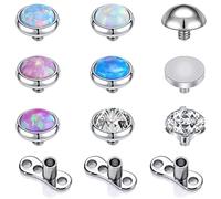 ZS 9Pcs Dermal Anchor Tops 3mm 4mm, Acier Chirurgical Filetage Interne Piercing Dermique Base, Micro Cutanés Bijoux pour Femmes Hommes (A:3mm)