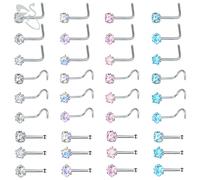 ZS-Ensemble de Clous en Acier Inoxydable, Cœur Rond, Étoile, Clip CZ, Piercing Antarctique, 3mm, Forme en L, Narine, Bijoux, 20g, 3-12 Pièces/Lot