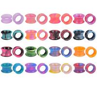 ZS Lot de 16 paires de bouchons d'oreille en silicone flexibles et fins - Écarteurs évasés, Silicone