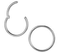 ZS Lot de 2 piercings ASTM F136 en titane 6/7/8/9/10/12/14 mm pour cartilage, tragus, hélix, 20 g, 18 g, 16 g, Inner diameter:7mm, Métal Acier inoxydable, Pas de gemme
