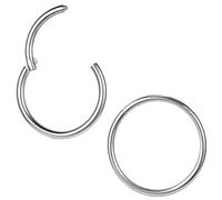 ZS Lot de 2 piercings ASTM F136 en titane 6/7/8/9/10/12/14 mm pour cartilage, tragus, hélix, 20 g, 18 g, 16 g, Inner diameter:7mm, Métal Acier inoxydable, Pas de gemme