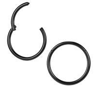 ZS Lot de 2 piercings ASTM F136 en titane 6/7/8/9/10/12/14 mm pour cartilage, tragus, hélix, 20 g, 18 g, 16 g, Inner diameter:7mm, Métal Acier inoxydable, Pas de gemme