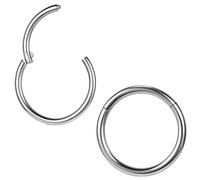 ZS Lot de 2 piercings ASTM F136 en titane 6/7/8/9/10/12/14 mm pour cartilage, tragus, hélix, 20 g, 18 g, 16 g, Inner diameter:7mm, Métal Acier inoxydable, Pas de gemme