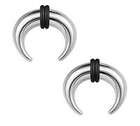 ZS Lot de 2 piercings pour septum, 2 G, 4 G, 6 G, 8 G, 10 G, 14 G, 16 G, pour étirer, nez et oreille percés, 15 mm, Acier inoxydable, Pas de gemme