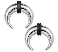 ZS Lot de 2 piercings pour septum, 2 G, 4 G, 6 G, 8 G, 10 G, 14 G, 16 G, pour étirer, nez et oreille percés, 16g, 14g, 12g, 10g, 8g, 6g, 4g, 2g, 0g, 00g, Acier inoxydable, Pas de pierre précieuse