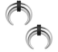 ZS Lot de 2 piercings pour septum, 2 G, 4 G, 6 G, 8 G, 10 G, 14 G, 16 G, pour étirer, nez et oreille percés, 4g, Acier inoxydable, Pas de gemme