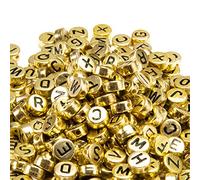 Zsail Lot de 1 000 perles en acrylique avec lettres de l'alphabet de A à Z pour la fabrication de bijoux (doré)